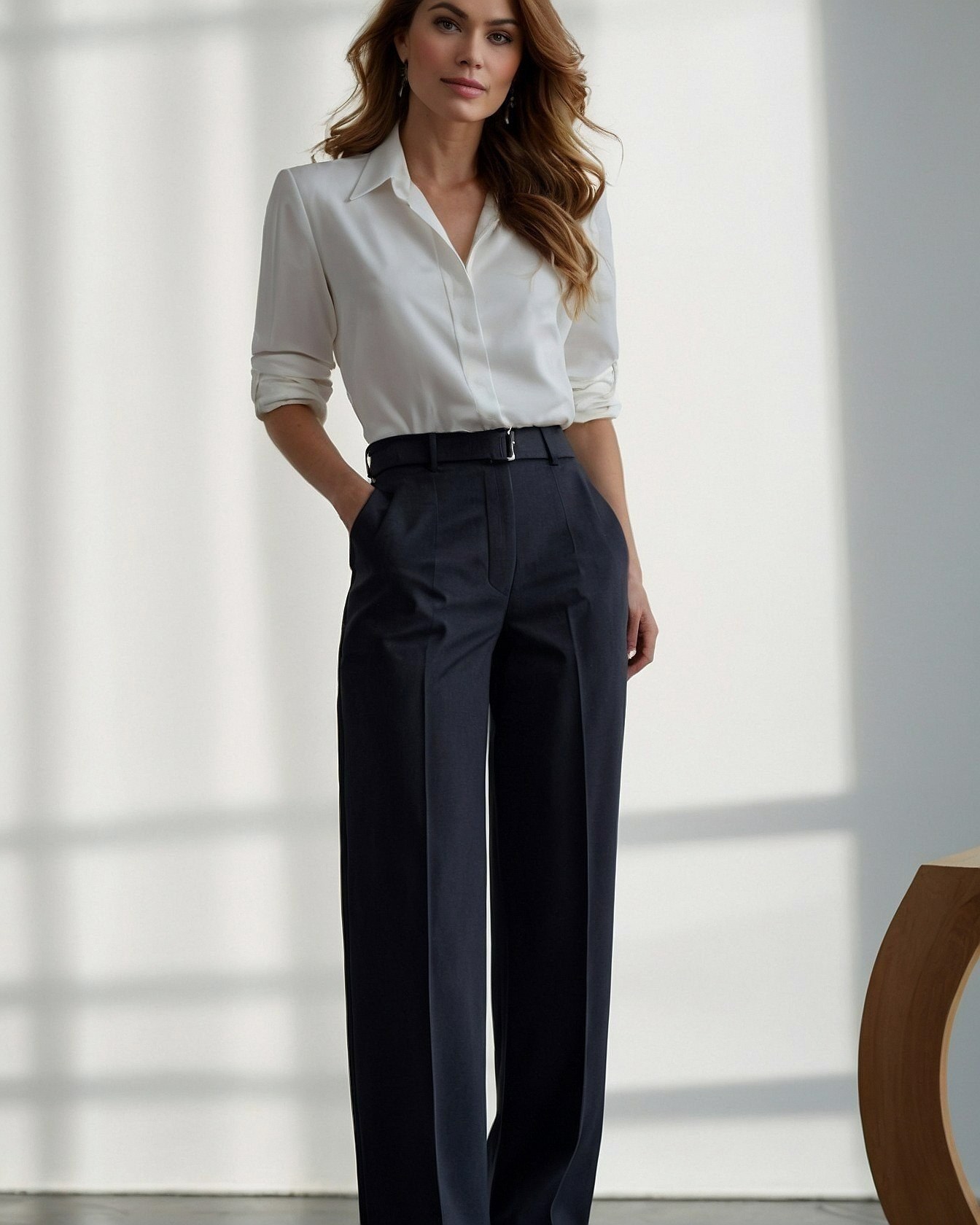 Crisp White and Deep Navy Silhouette