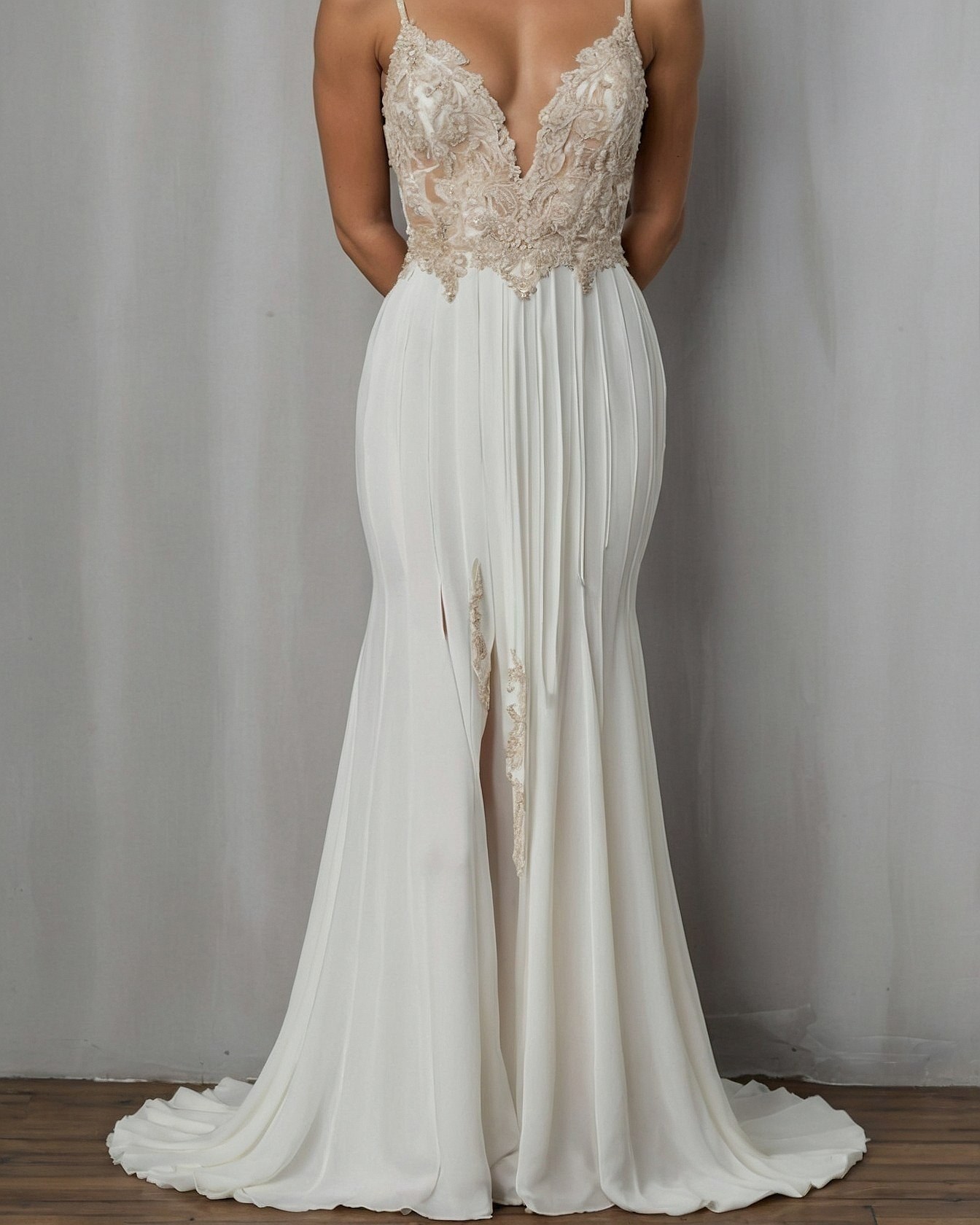 Ivory and Antique Gold Lace Bodice
