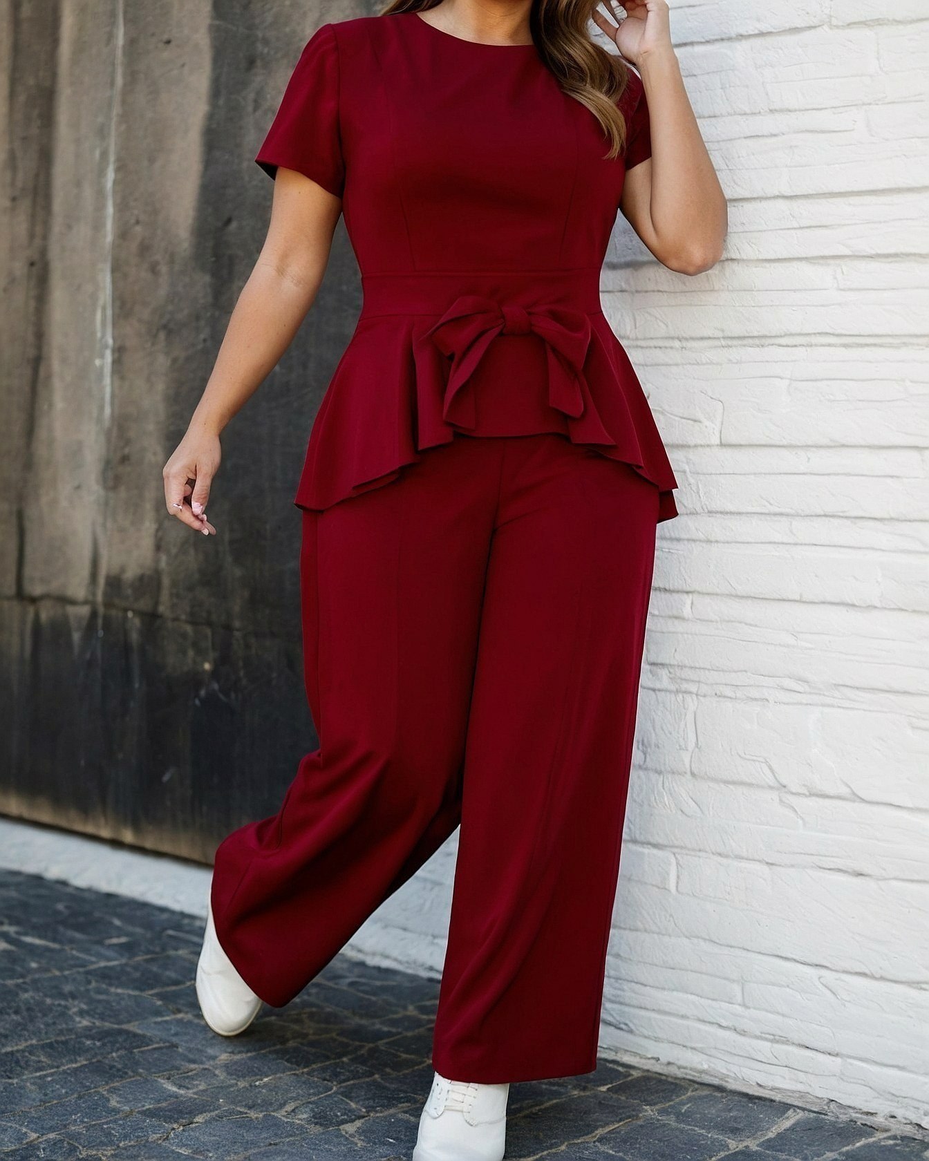 Rich Garnet and Soft Grey Ensemble