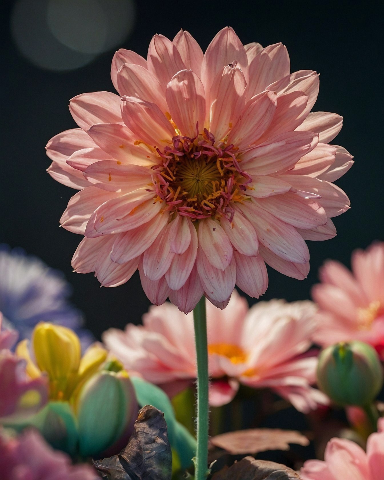 Soft Pink and Deep Rose Bloom Color Study