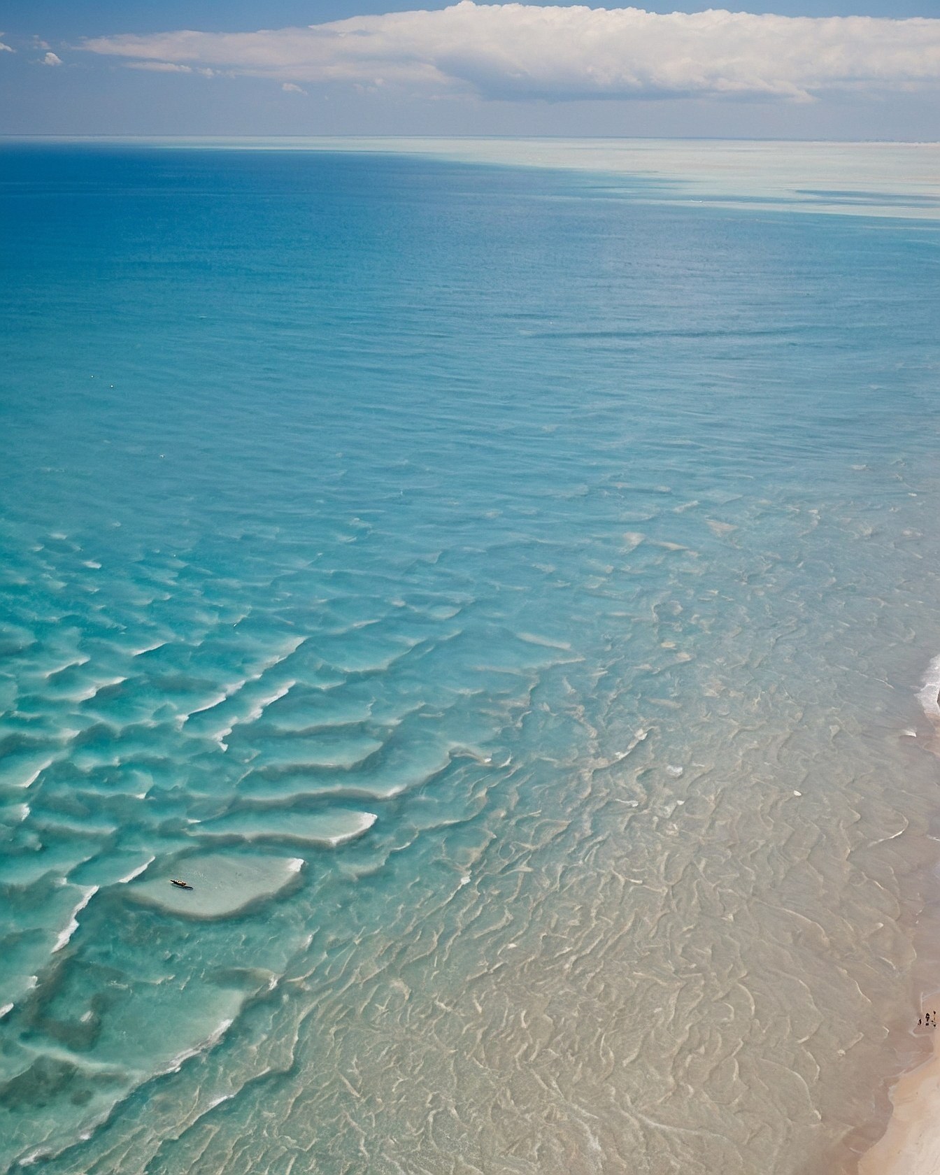 Aerial View of Shallow Turquoise Waters and Sandbars