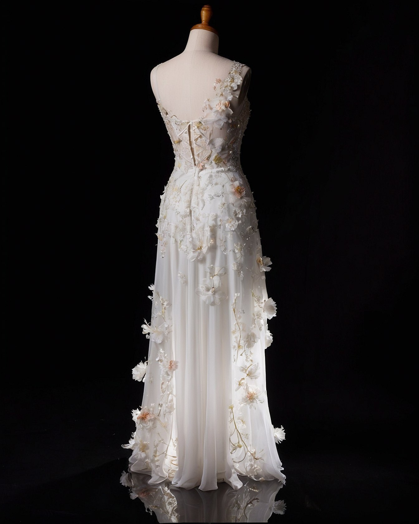 Ivory and Blush Floral Embellishments on Gown