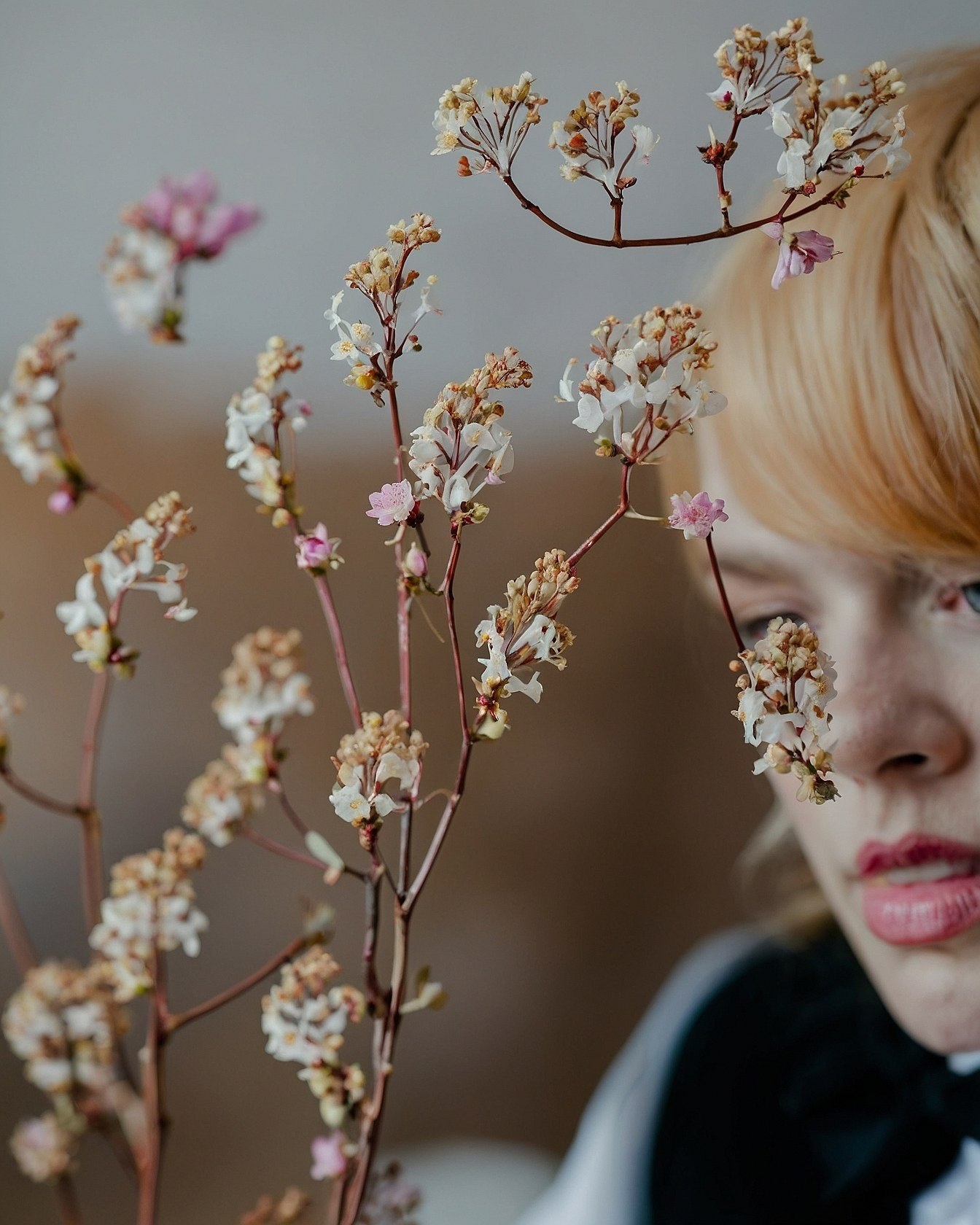 Muted Rose and Beige Tones Among Delicate Blooms