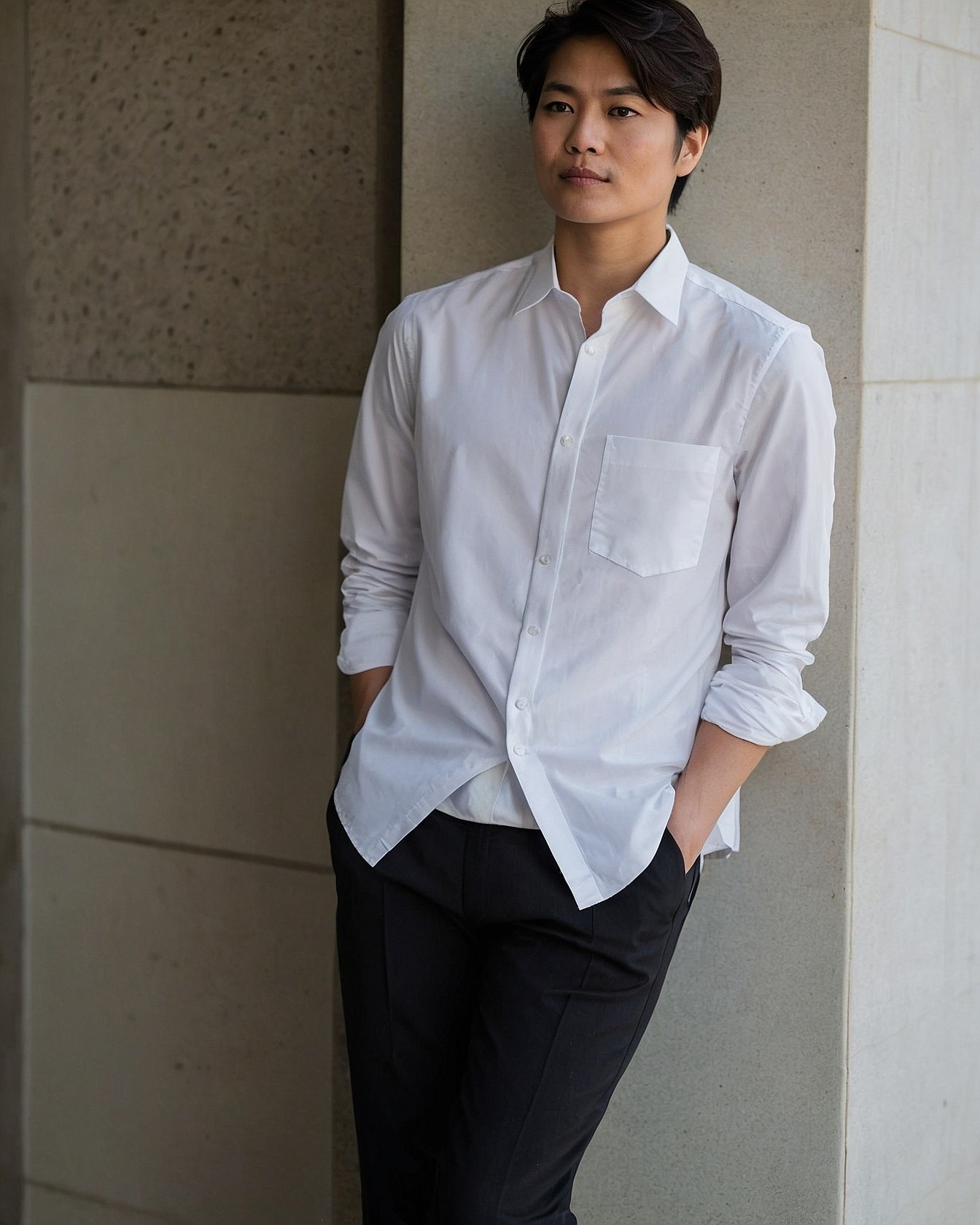 Clean lines in crisp white and deep charcoal