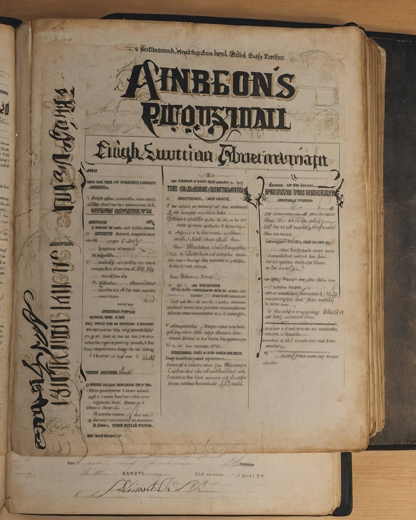 Antique Tome With Warm Taupe and Cobblestone Grey Pages