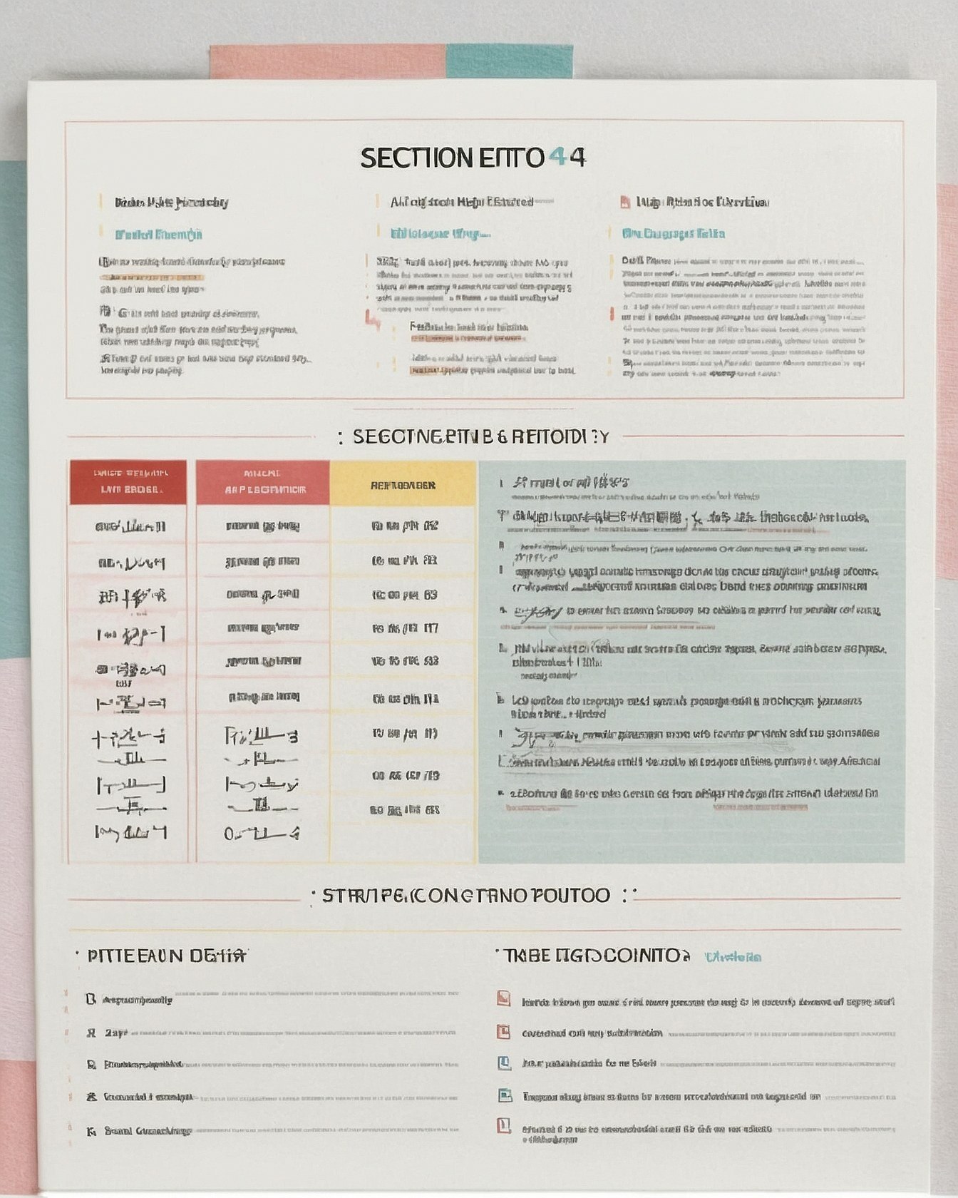 The gentle blush and muted aqua border notes