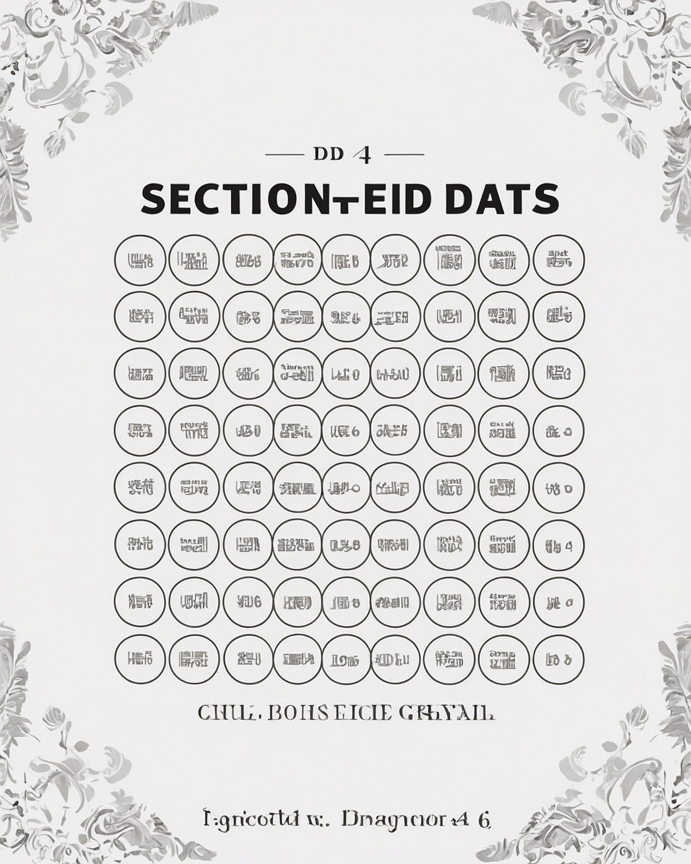Monochrome Floral Accents Frame Symbolic Circles