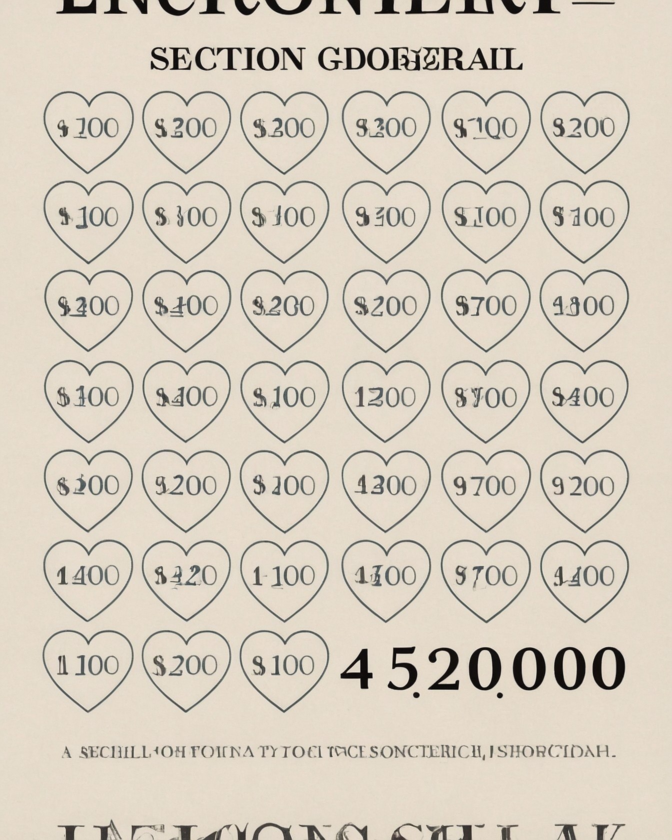 Heart-shaped Savings Hearts in a Grid Layout