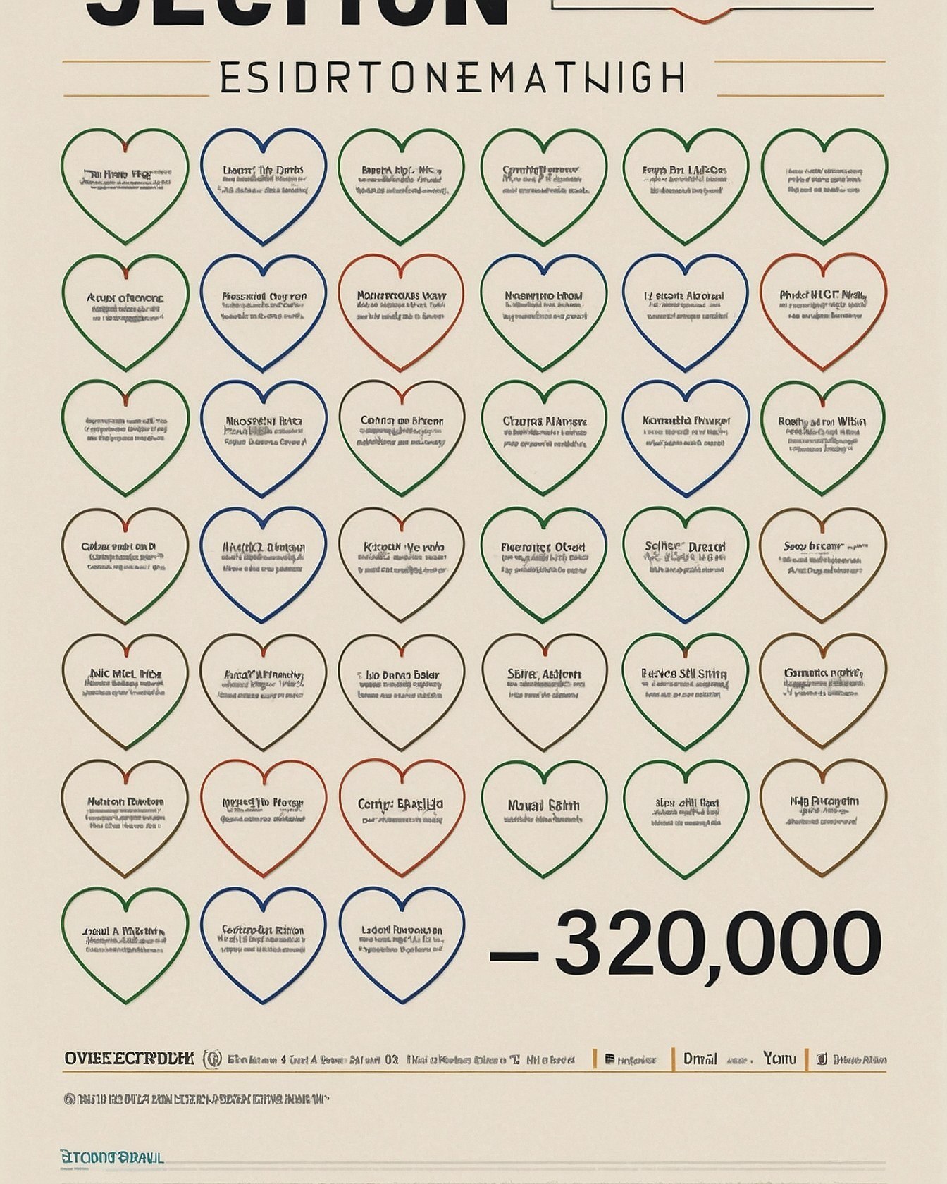 Heart-shaped savings goals in muted red and teal