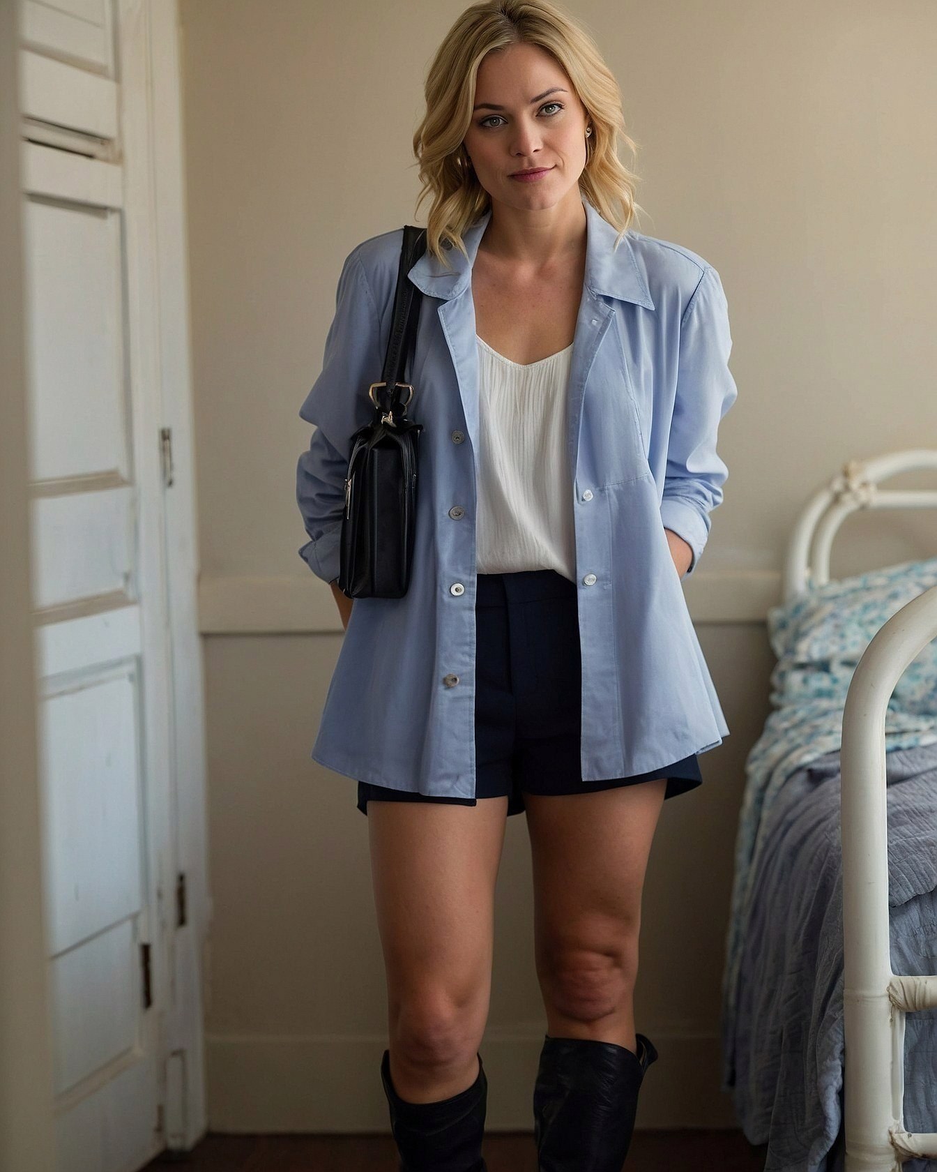 Pairing Button-Down Shirts With Tall Boots For Cooler Days