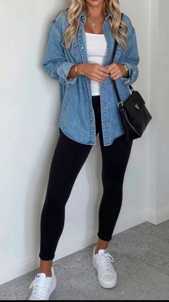 Keeping Your Denim Shirt and Leggings Combination Fresh