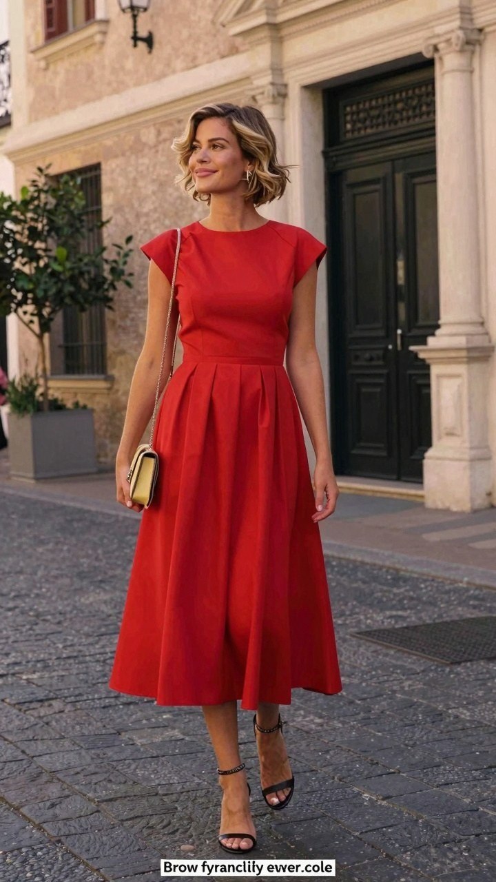 Keeping a Cap Sleeve Red Midi Dress Crisp and Wrinkle Free