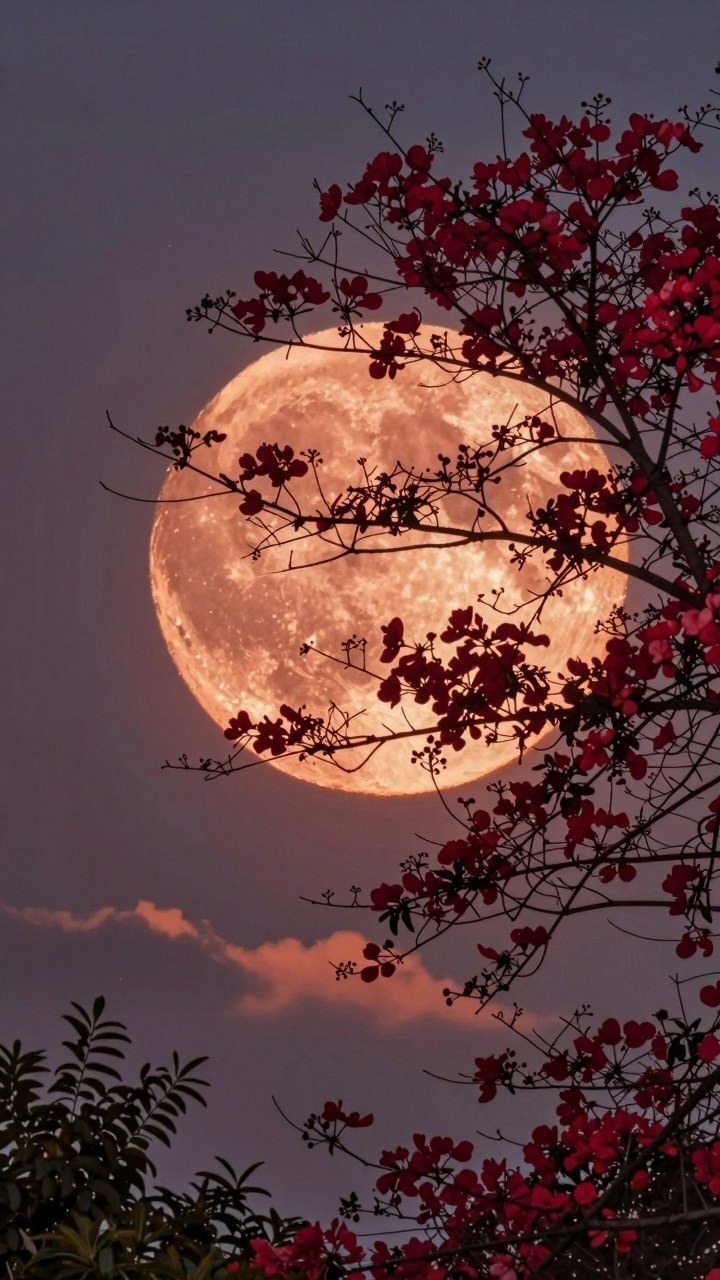 Framing Dark Red Rose Wallpapers With Moonlight Effects