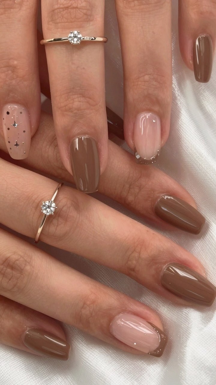 Maintaining Glossy Brown and Neutral Nail Art
