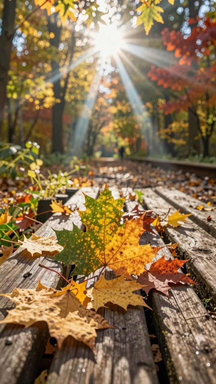 Finding Bright Sunlight and Fallen Leaves for Seasonal Wallpaper