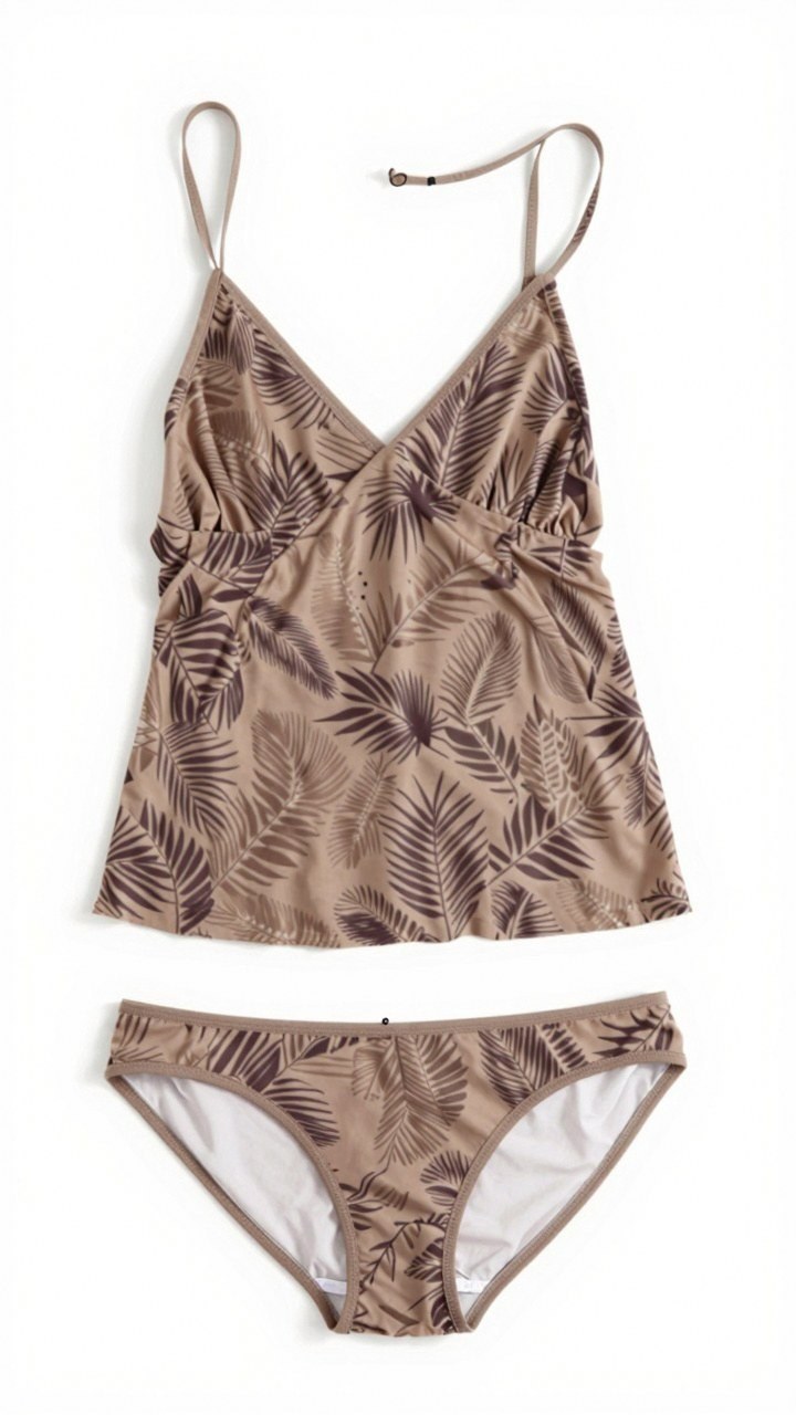 Embracing Ease in a Tropical Print Tankini Set