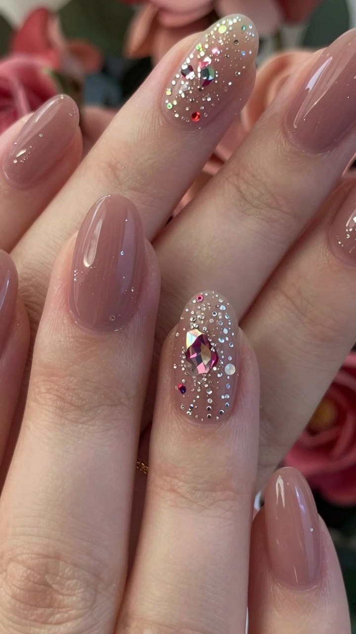 Adding Sparkling Rhinestones and Gemstones to Amber Nails
