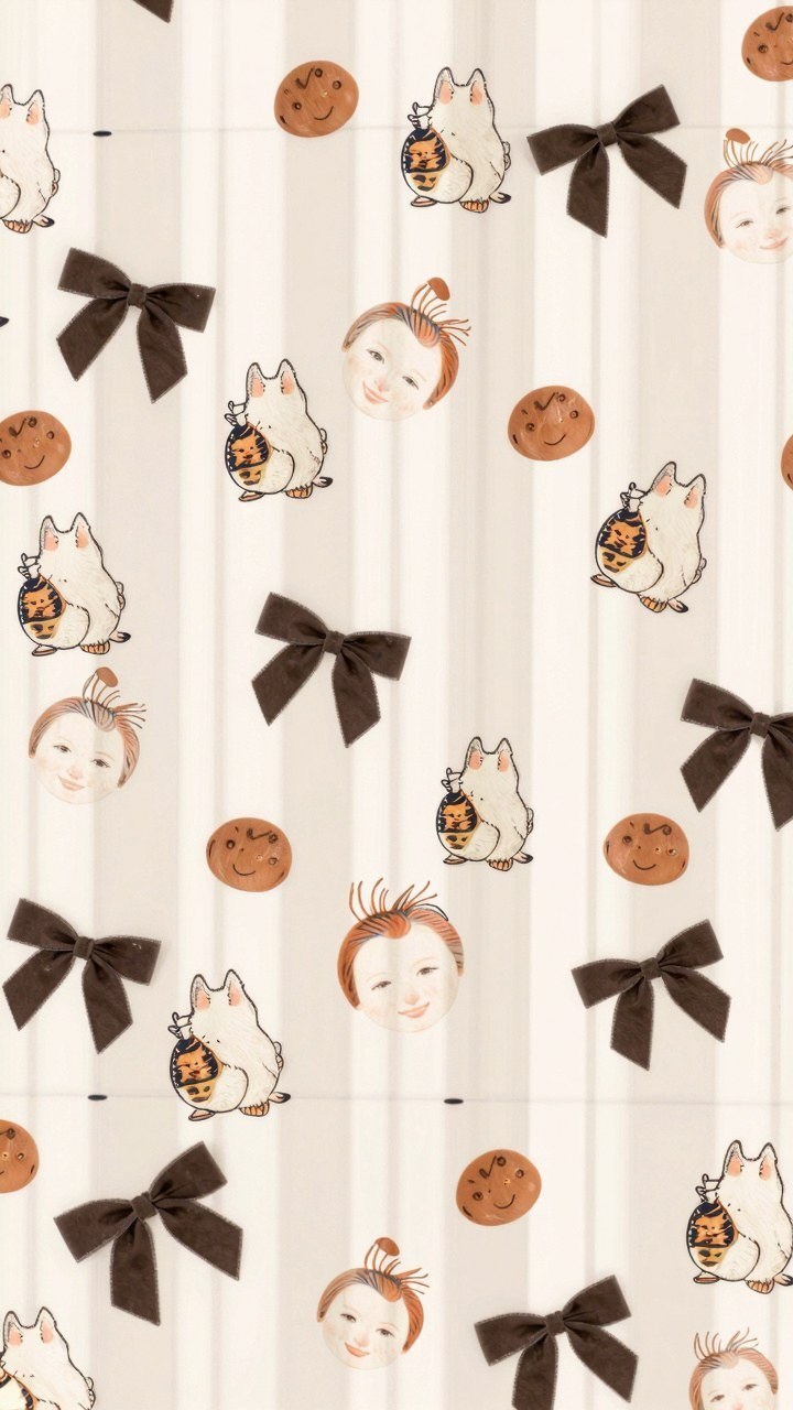 Styling Cozy Watercolor Ghost Wallpapers with Bow Motifs