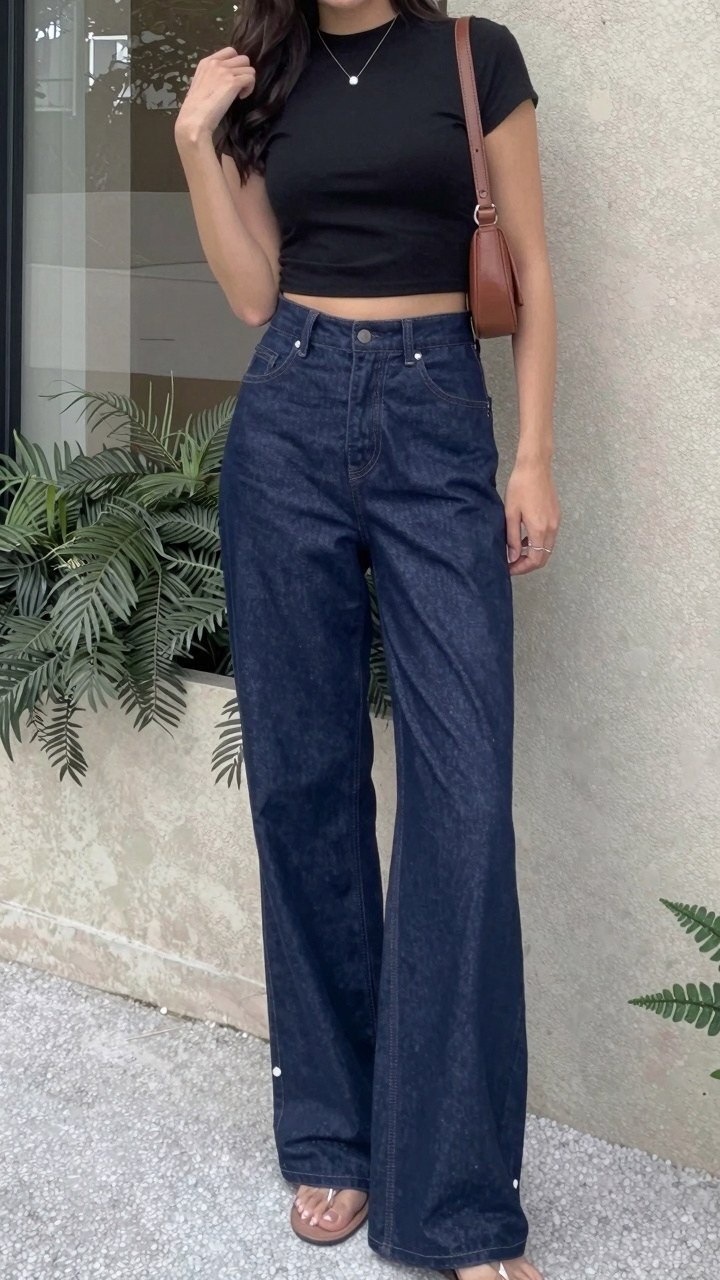 Pairing a Simple Black Tee with Dark Denim Jeans