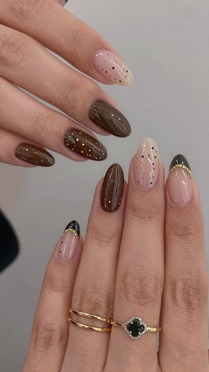 Maintaining Dotted Details and Solid Brown Polish