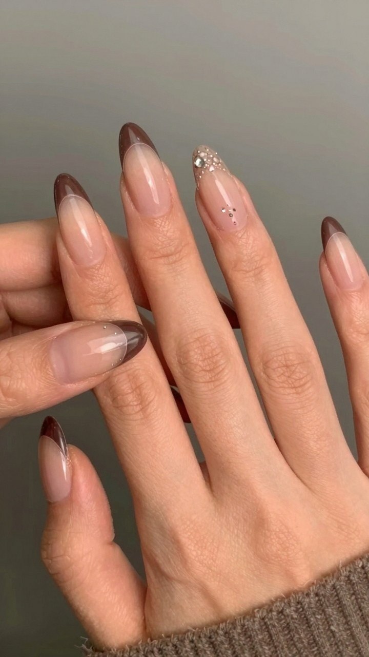 Pairing Brown Tortoise French Tips With Subtle Sparkle