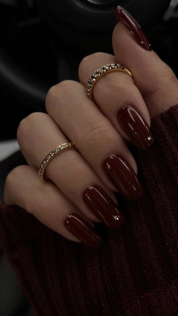 Maintaining Long Deep Plum Builder Gel Nails All Season