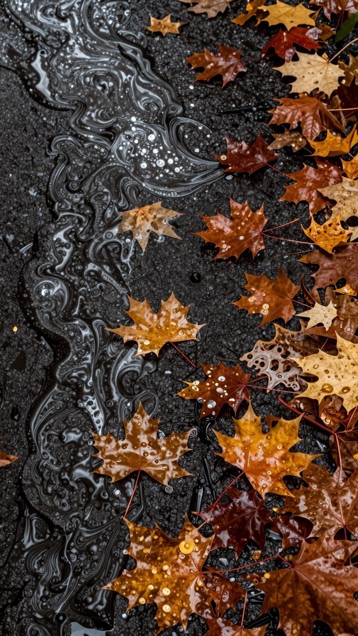 Styling Rain Puddle Leaf Fall Wallpapers on Your Phone