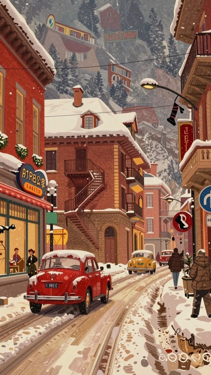 Preserving Retro Street Scenes in Holiday Wallpaper Displays
