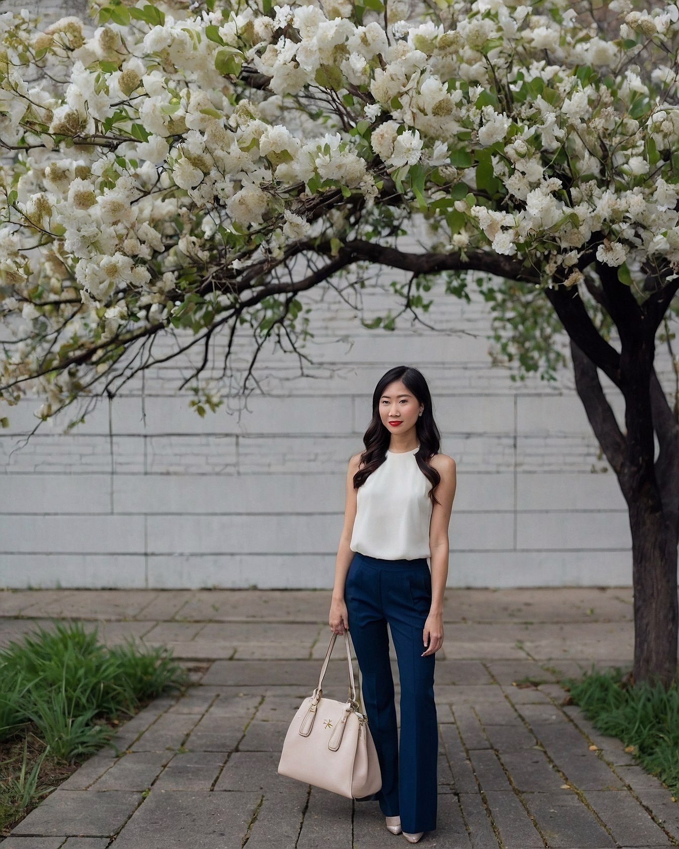 Polished Professionalism Under Blossoming Trees