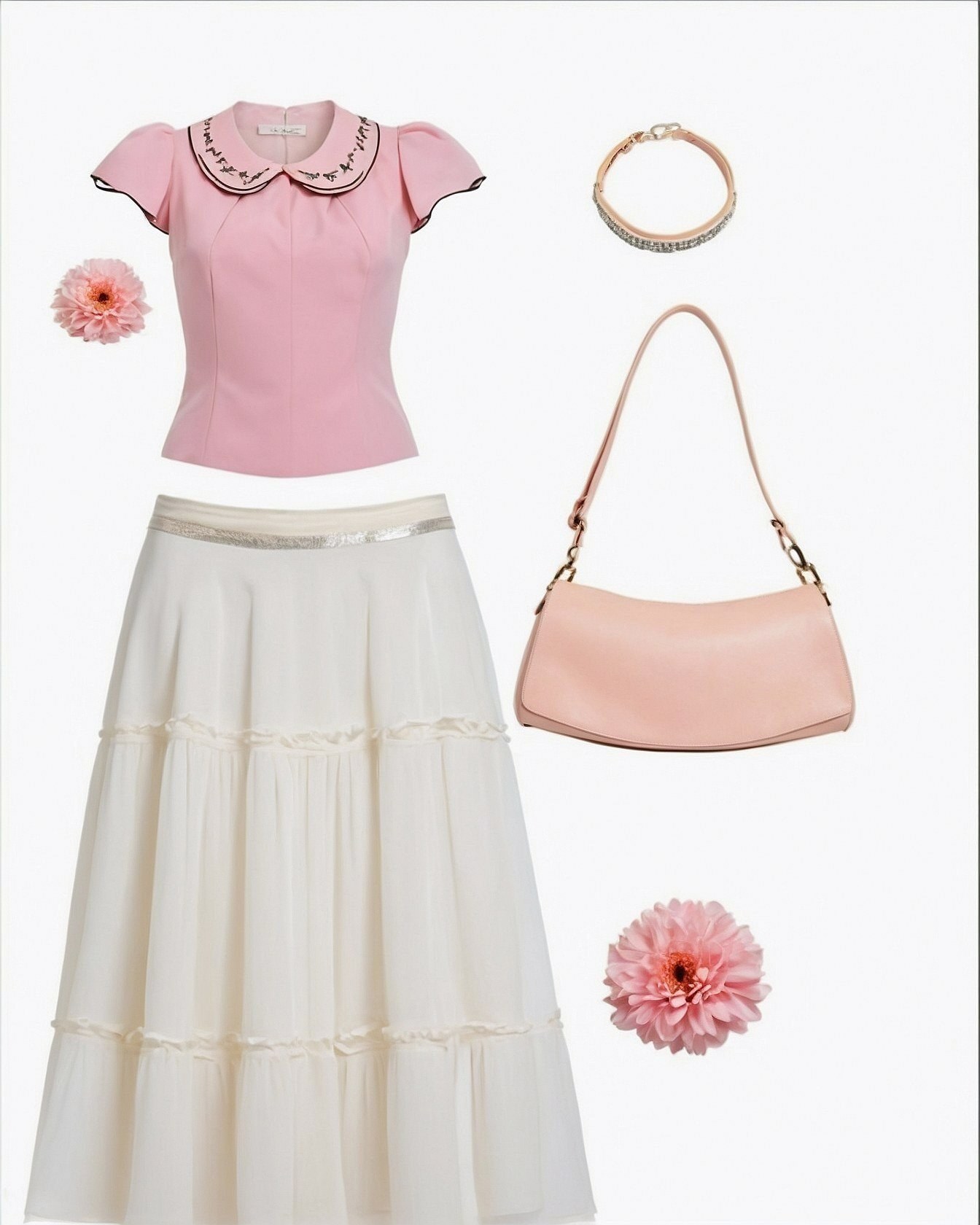 Structured Top Meets Flowing Skirt With Delicate Accents
