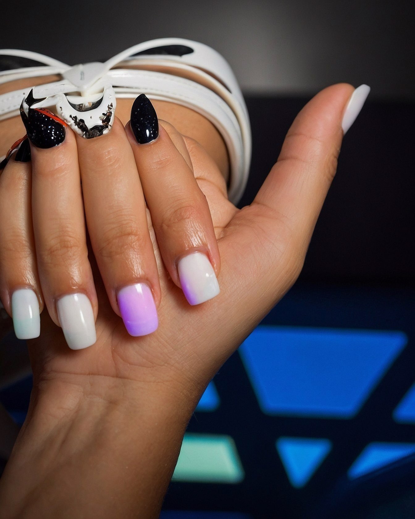 Edgy Black and White Accents with Soft Ombre