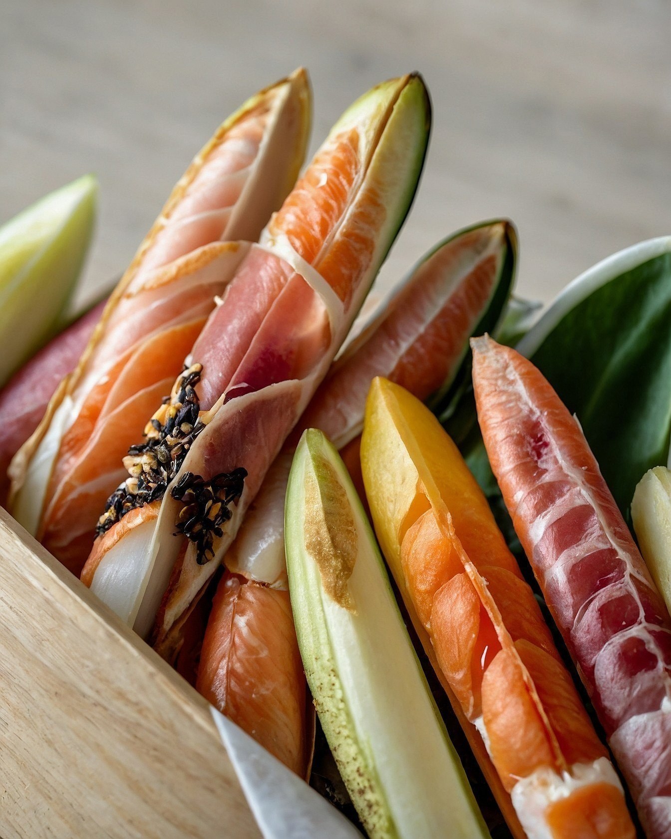 Sweet and Savory Textures in a Wooden Box