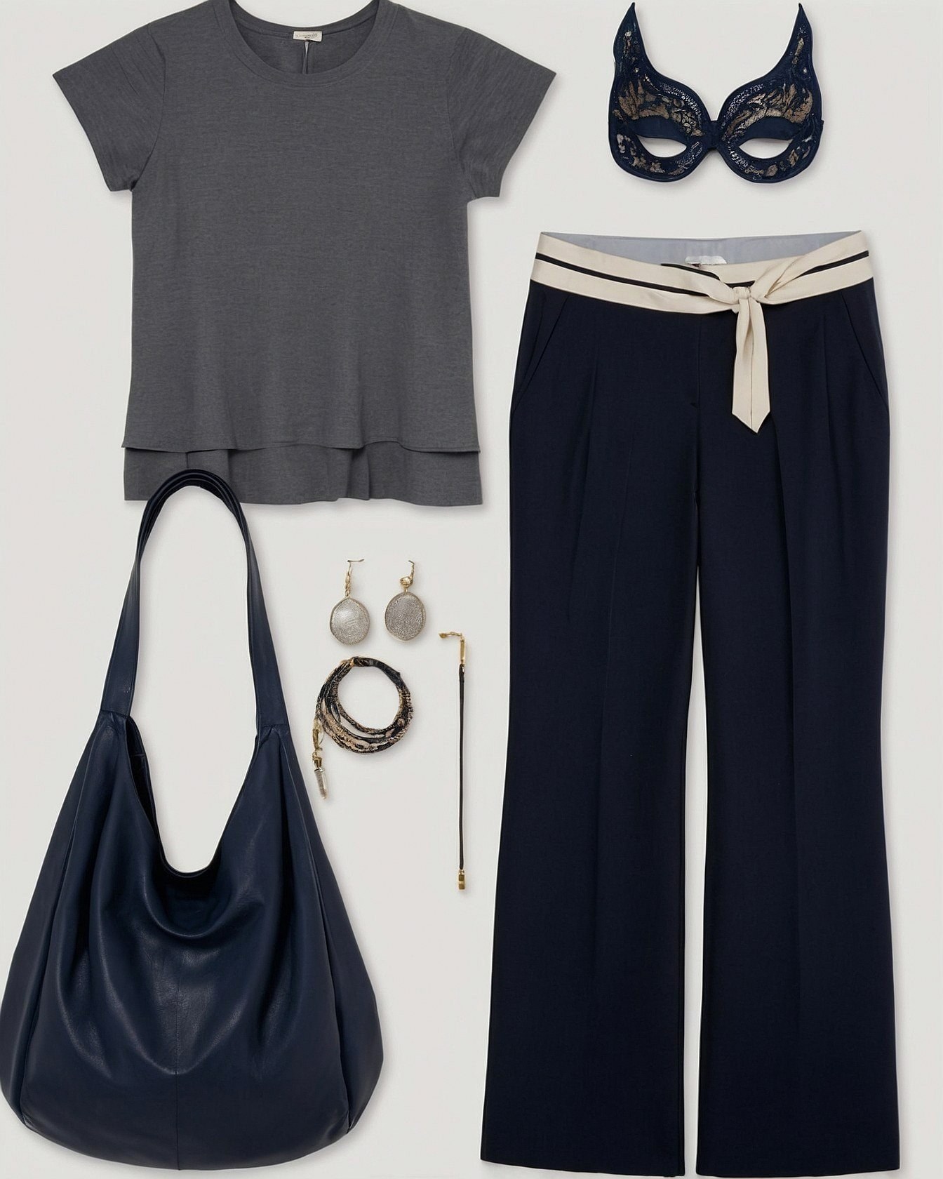 Casual Top Meets Polished Trousers and Masquerade