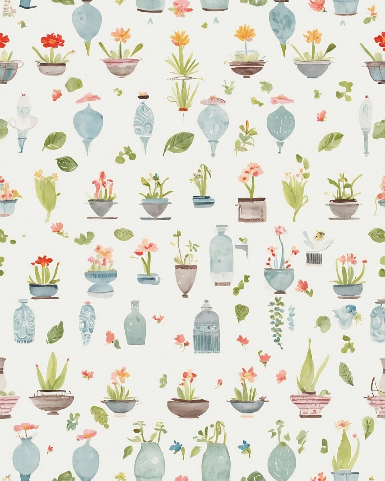 Potted Plants and Glass Vases: Organic vs. Structured Forms