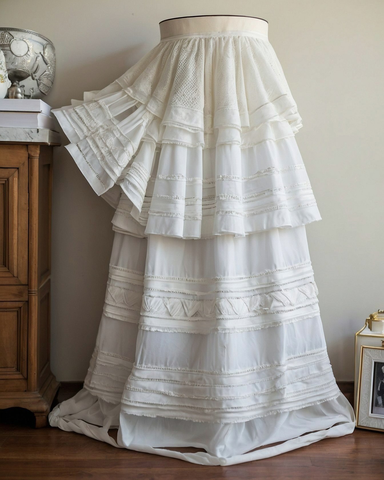 Cascading Tiers of Lace and Chiffon