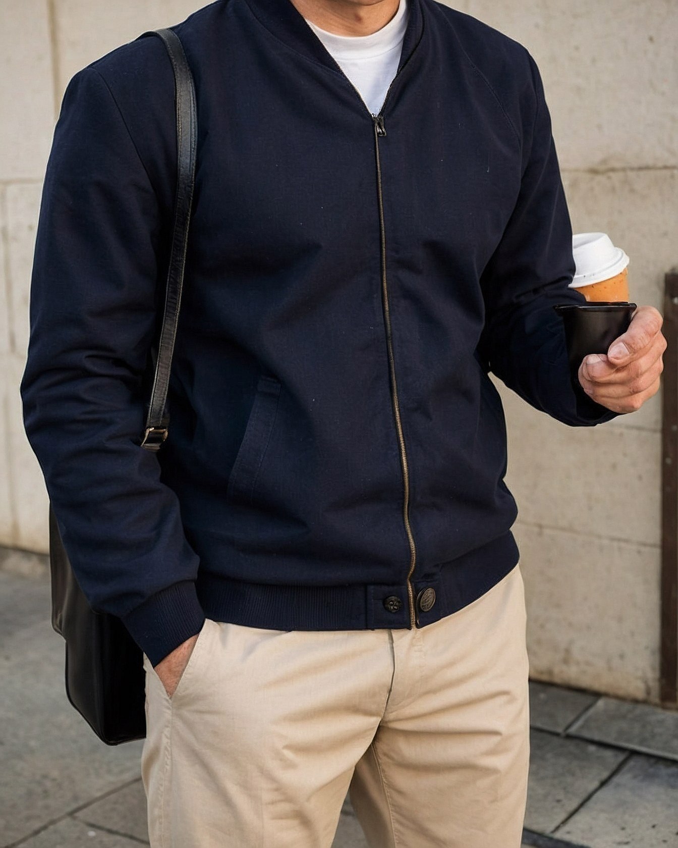 Structured Bomber Meets Casual Chinos