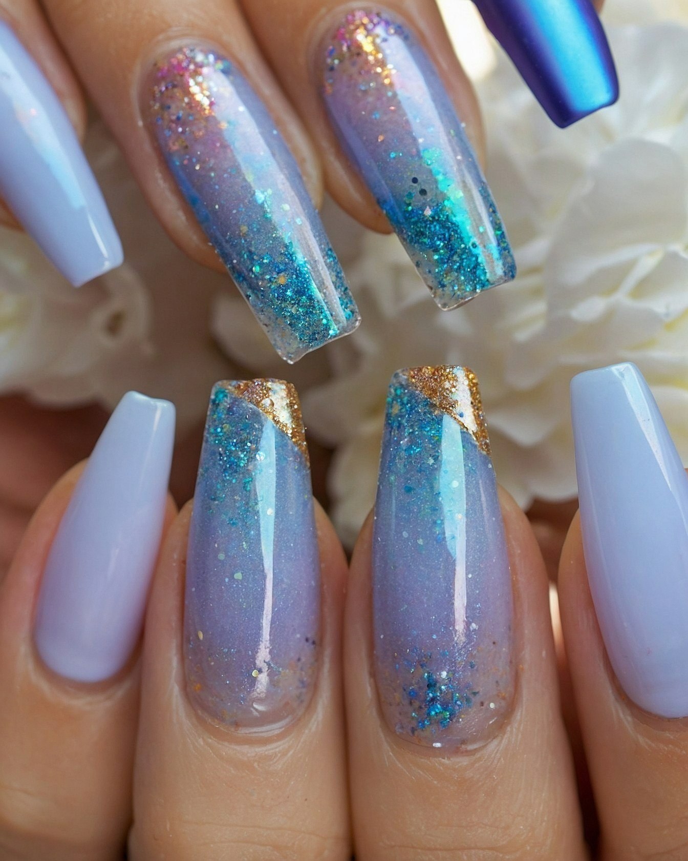 Coppery Gold Meets Icy Blue Ombre