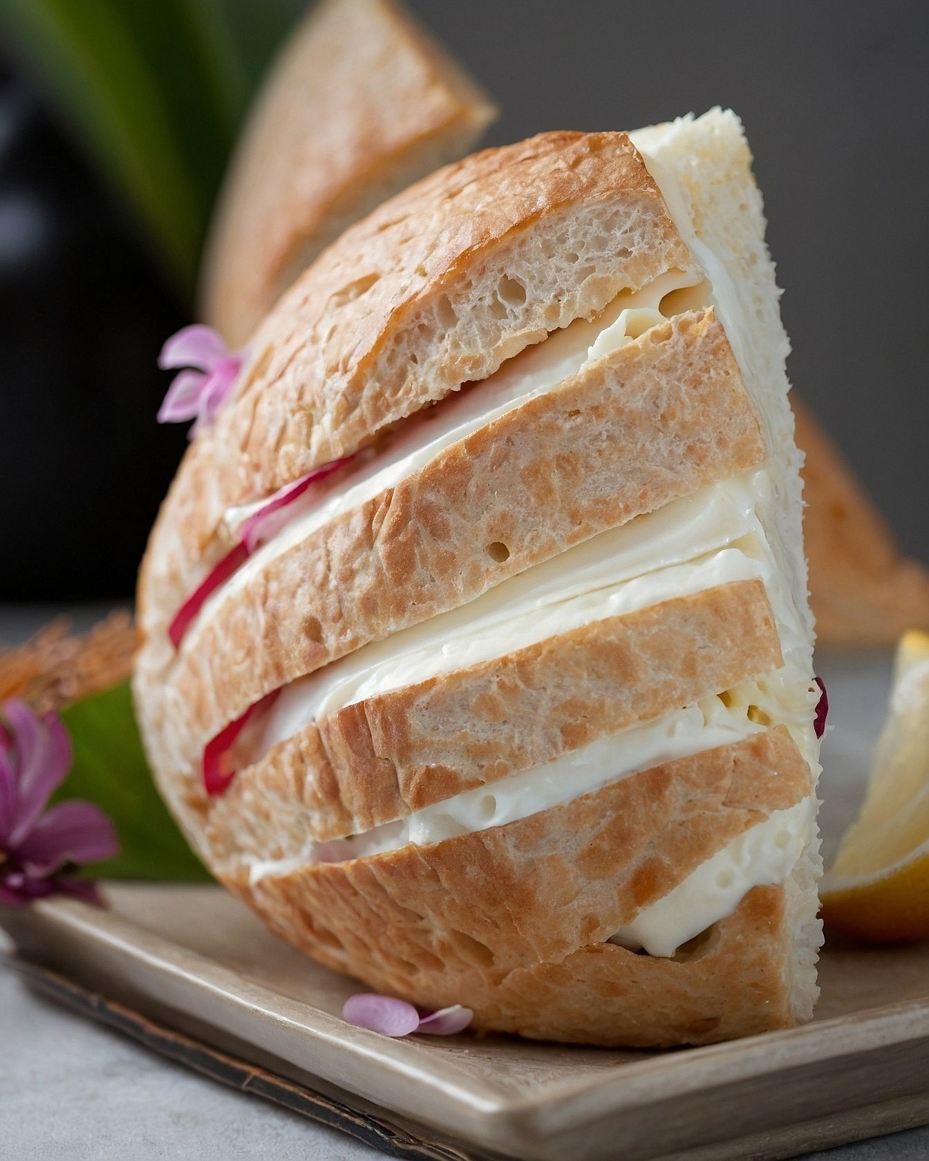 Rustic Bread Meets Delicate Floral Embellishments