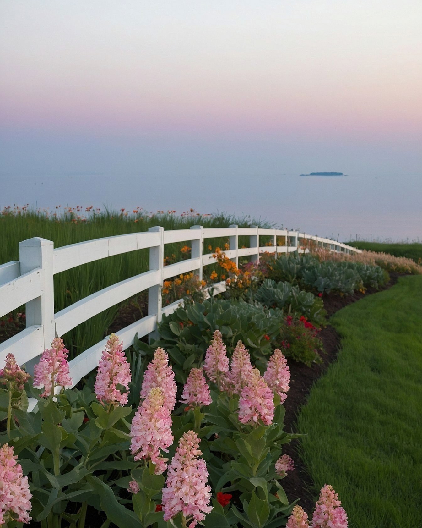Clean White Fence Against Soft Horizon