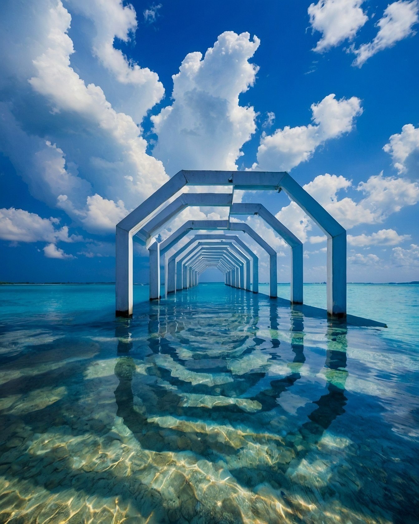 Geometric Walkway Over Turquoise Waters