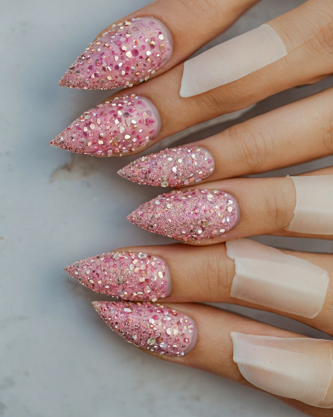 Contrasting Polish Texture with Sharp Stiletto Nails
