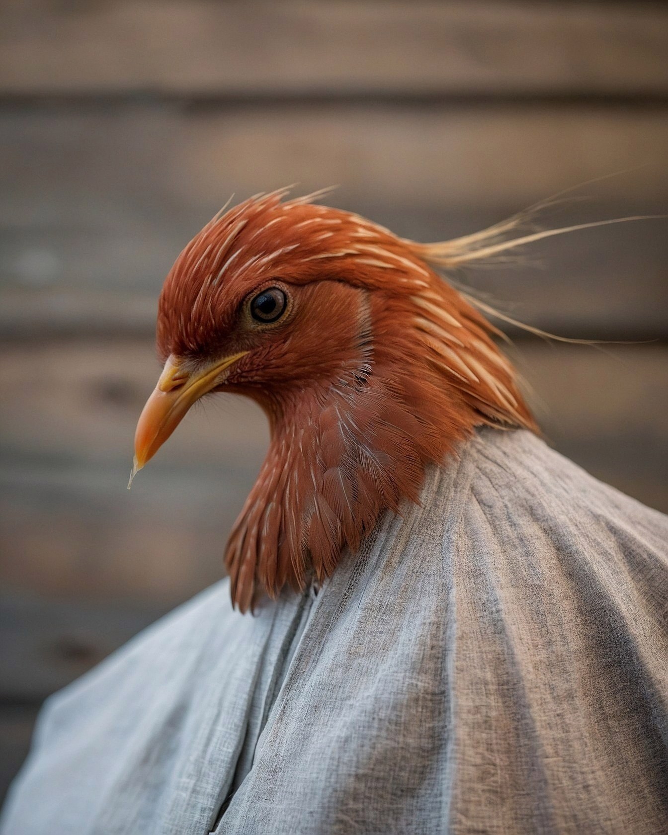 Feathered Fowl Meets Muted Fabric