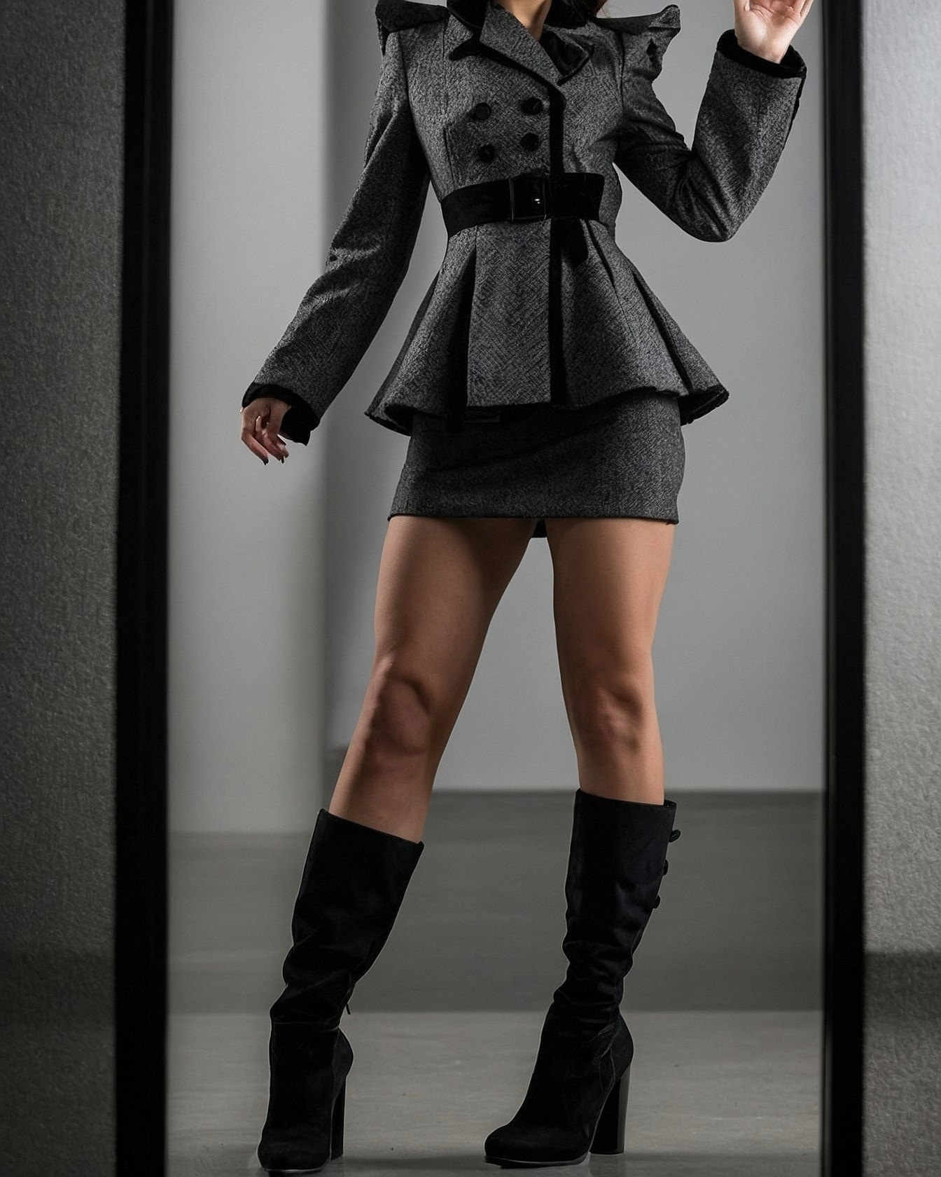 Sharp Silhouette in Tweed With Suede Boots