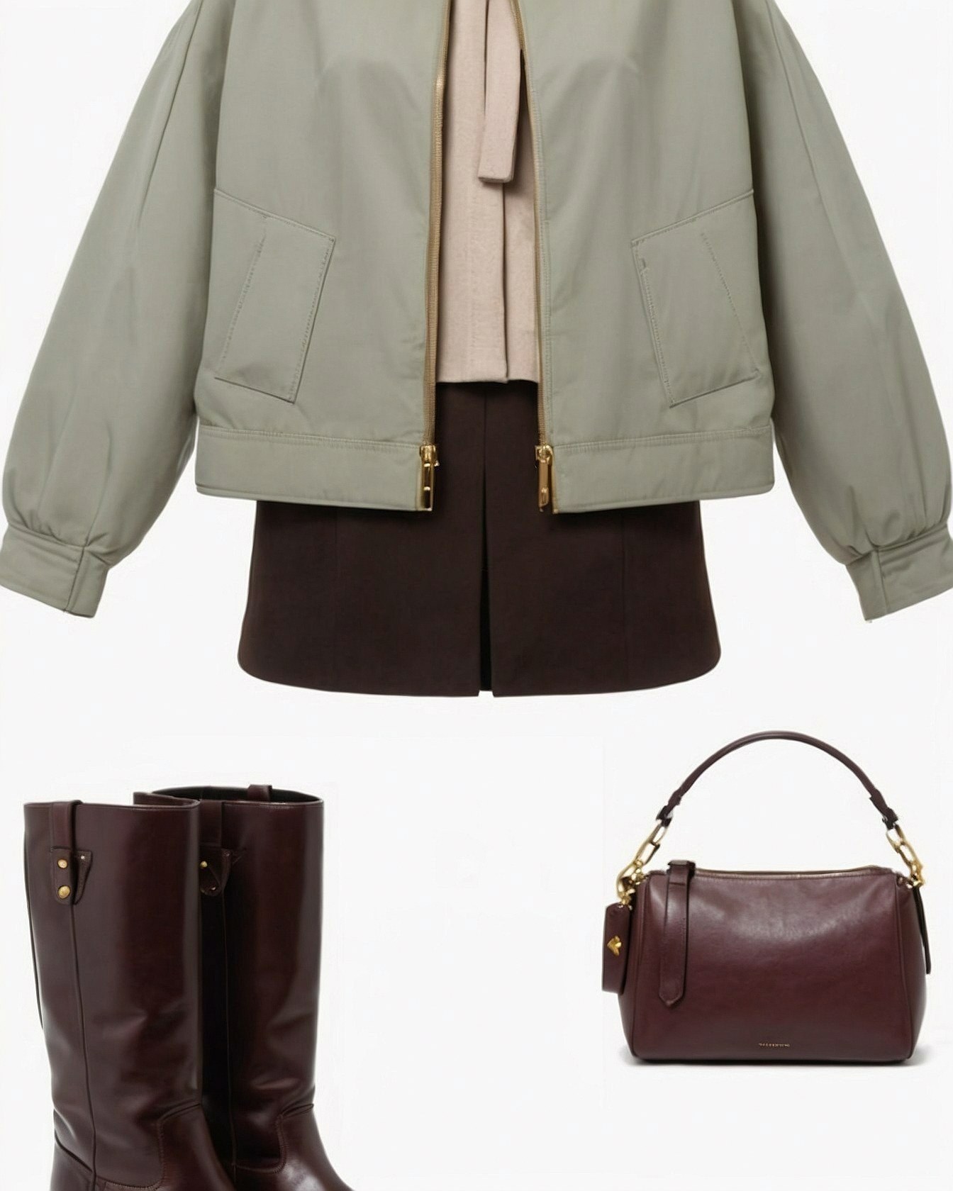 Sage Bomber Meets Rich Chocolate Tailoring