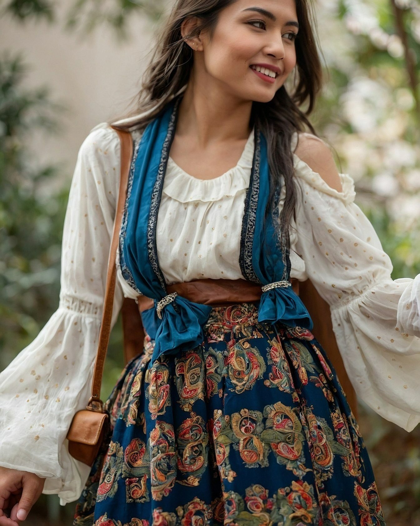 Bohemian Whimsy with a Structured Waist