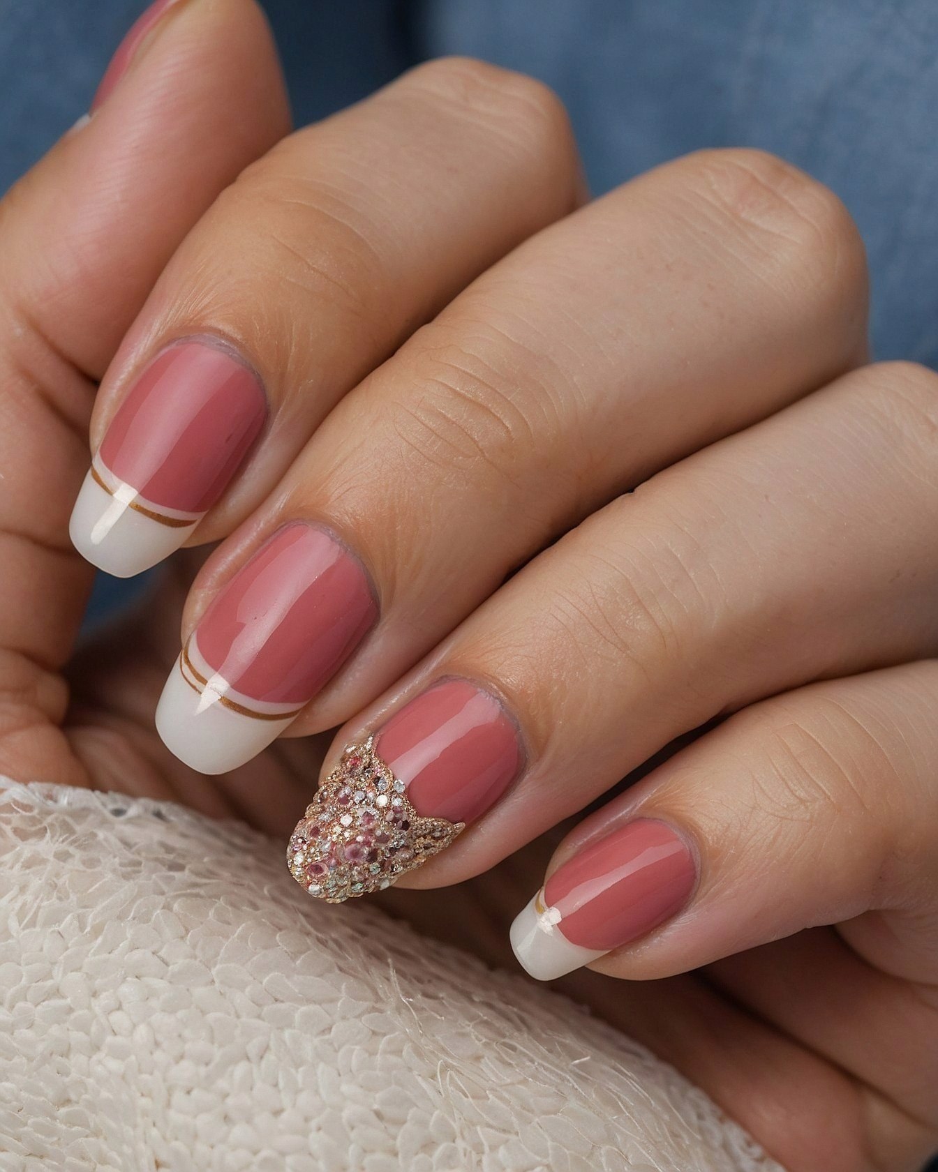 Juxtaposed French Tips: Modern Elegance and Romantic Detail