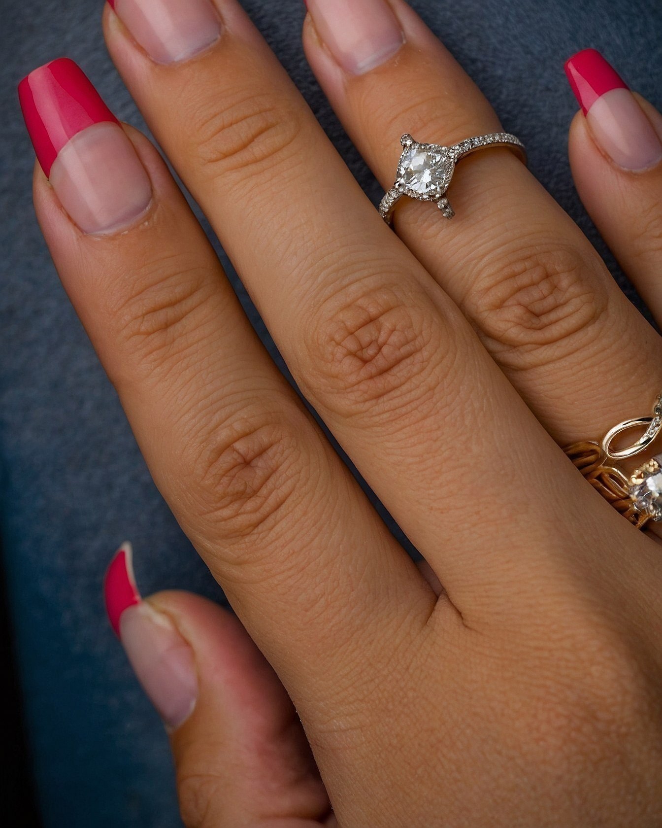 Juxtaposition of Classic French and Bold Neon Pink Tips
