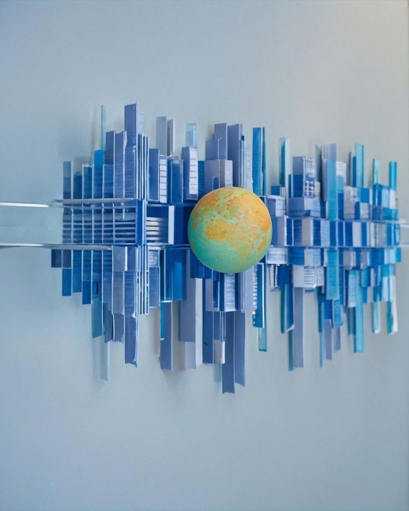 Geometric Cityscape with Spherical Accents