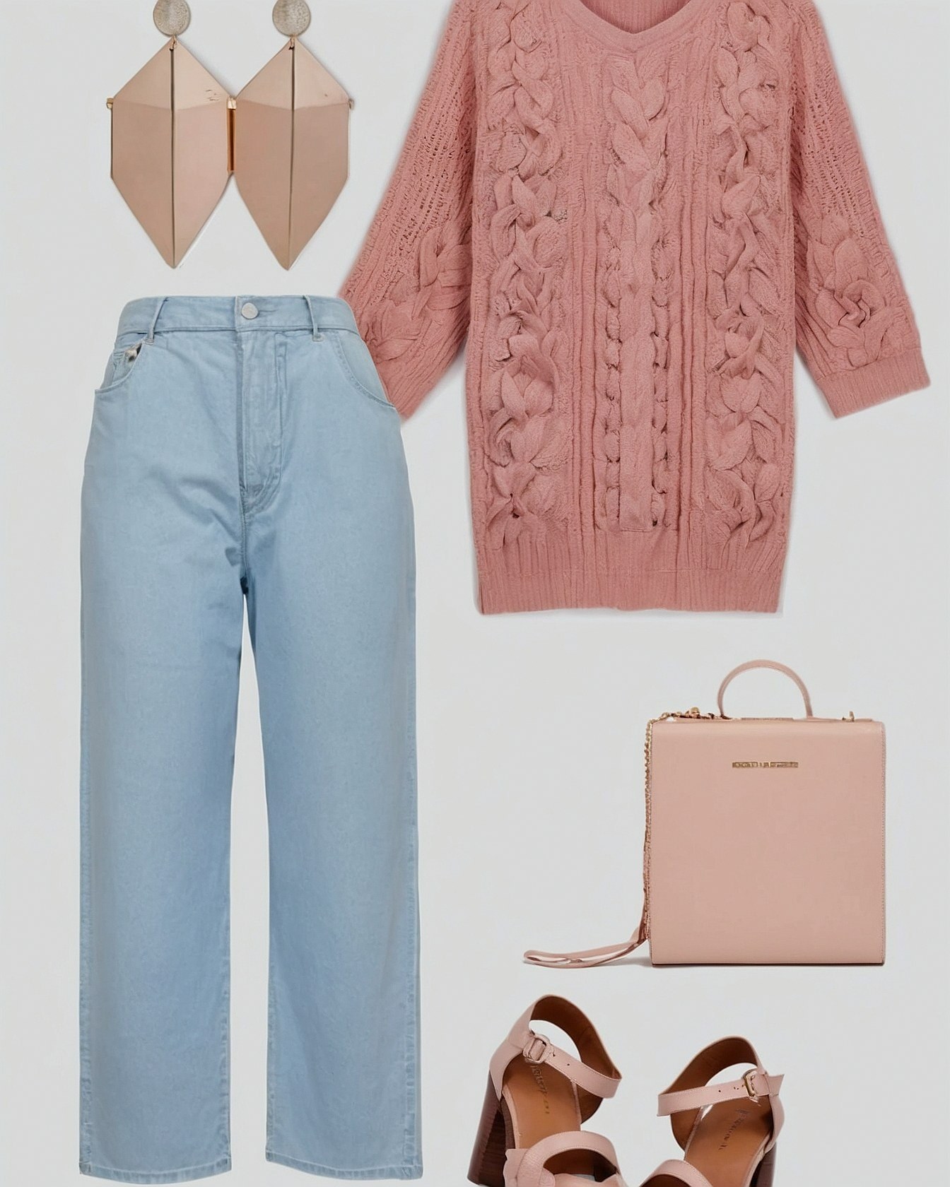 Structured Denim Meets Flowing Cable Knit