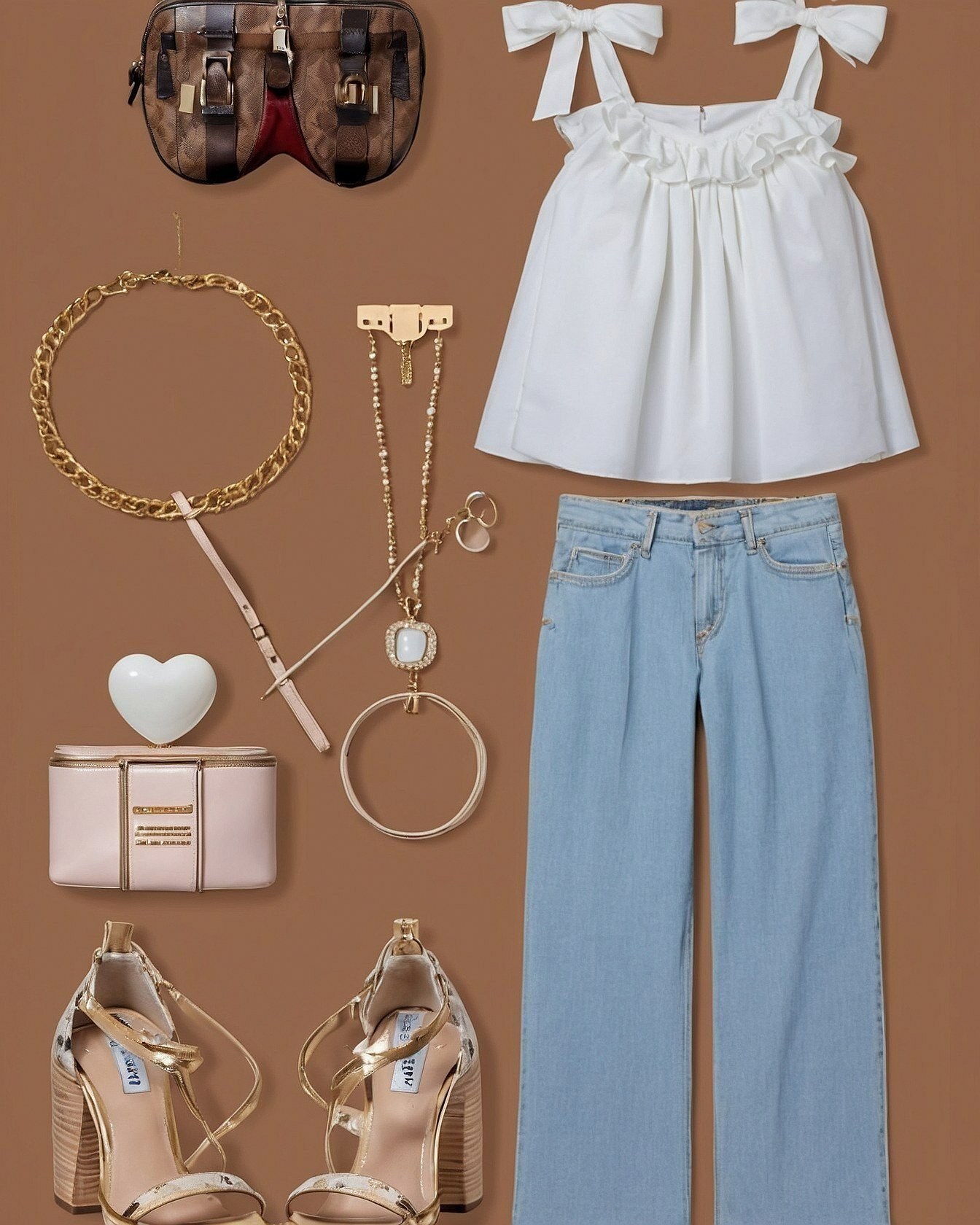 Structured Satchel Meets Flowy Denim Ensemble